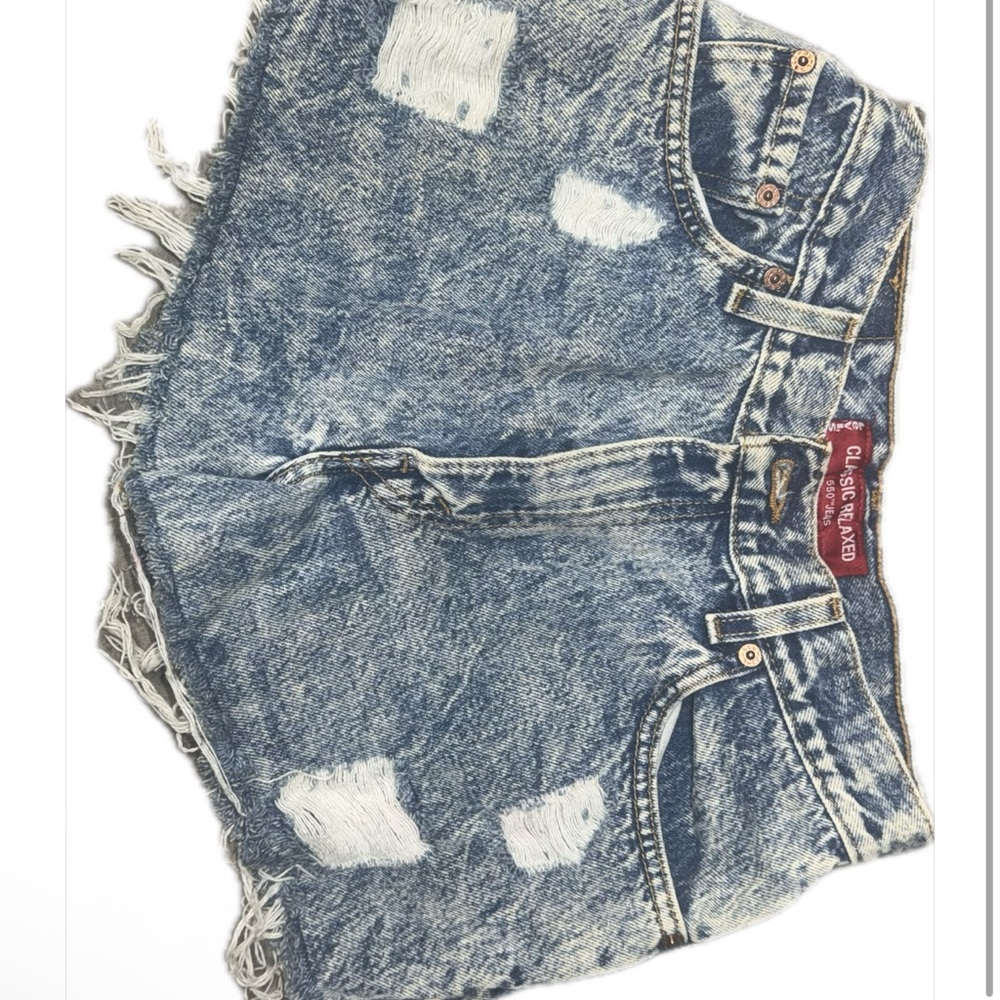 Levi's Classic Relaxed Blue Shorts Distressed Perfect Fit